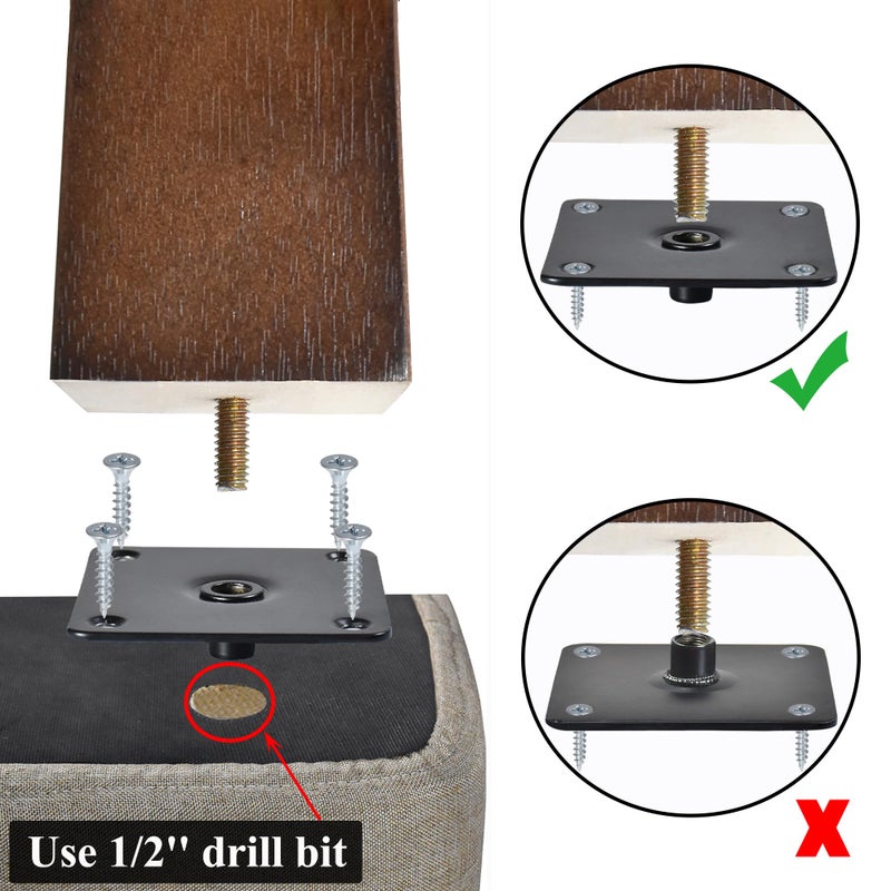 AORYVIC Wood Furniture Legs 8 inch Sofa Legs Set of 4 Square Replacement Legs Brown for MCM Ottoman Armchair Recliner Coffee Table Dresser - Image 5